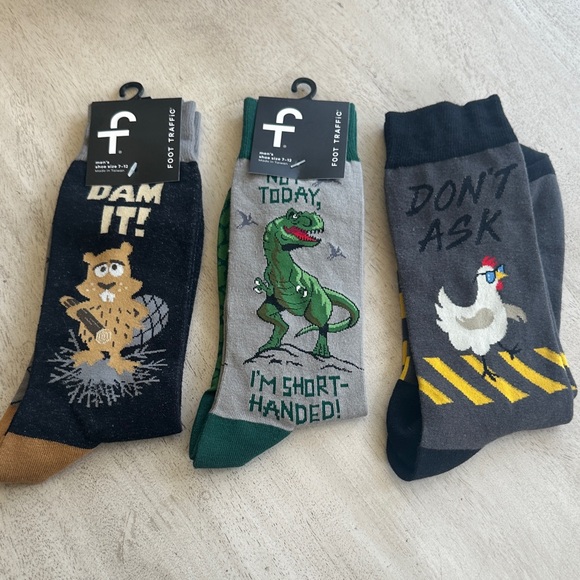 Foot Traffic Other - 3 Pairs of Foot Traffic Men's Graphic Socks - Brown, Green, Black